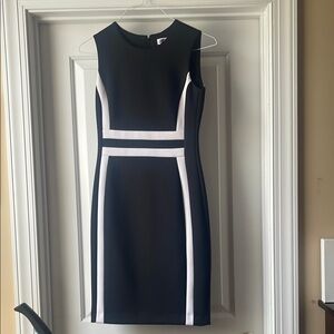 Calvin Klein Black and White Sleeveless Sheath Dress Sz 4